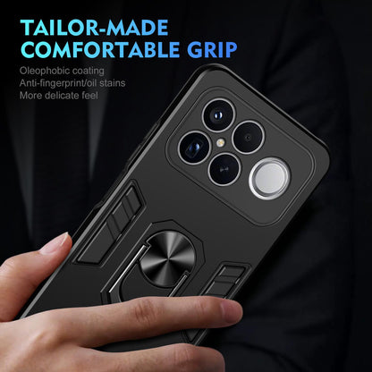 For Redmi K90 Pro Max / Poco F8 Ultra WANLONFENG Armor Kickstand Shockproof Phone Case with 2pcs Screen Films(Black)