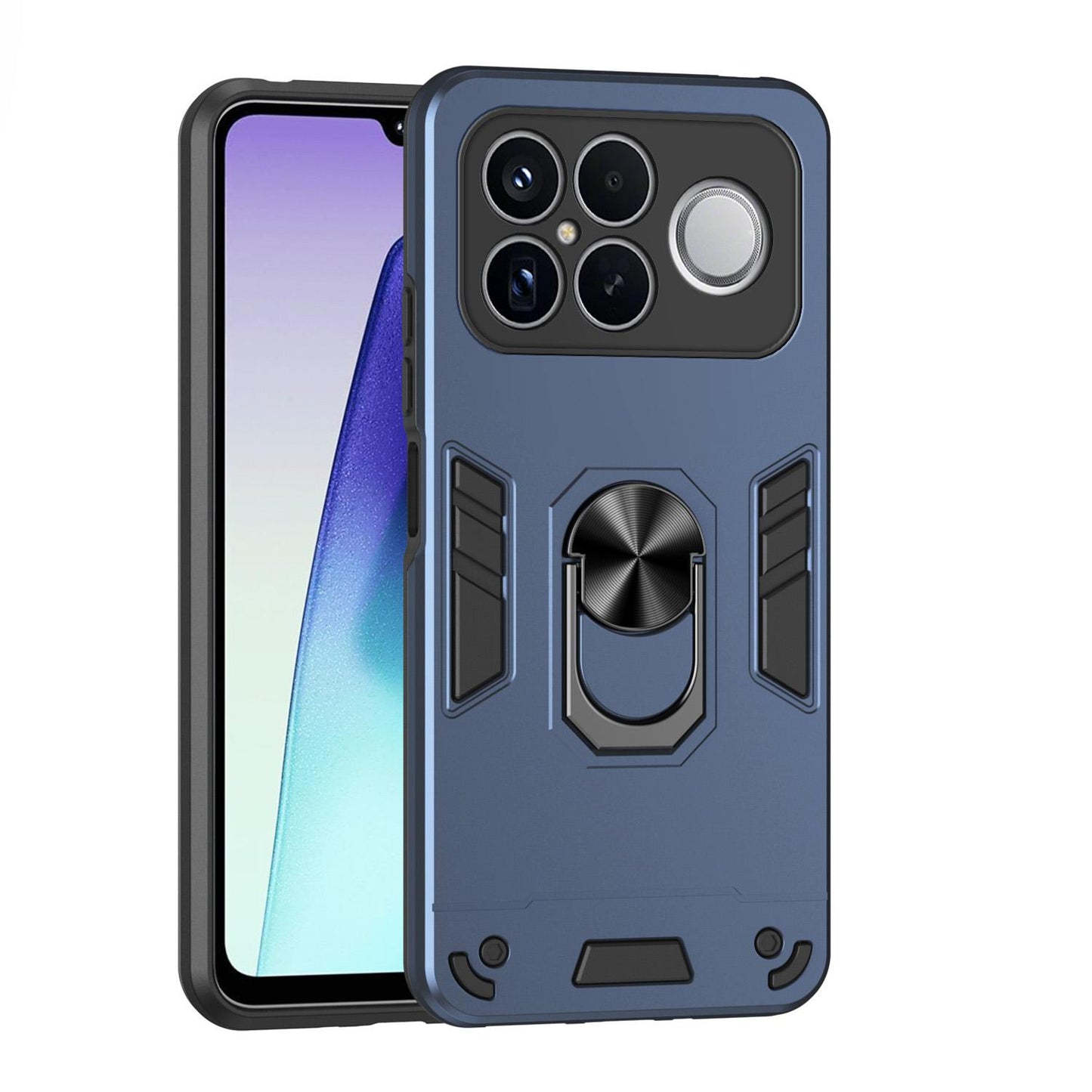 For Redmi K90 Pro Max / Poco F8 Ultra WANLONFENG Armor Kickstand Shockproof Phone Case with 2pcs Screen Films(Blue)