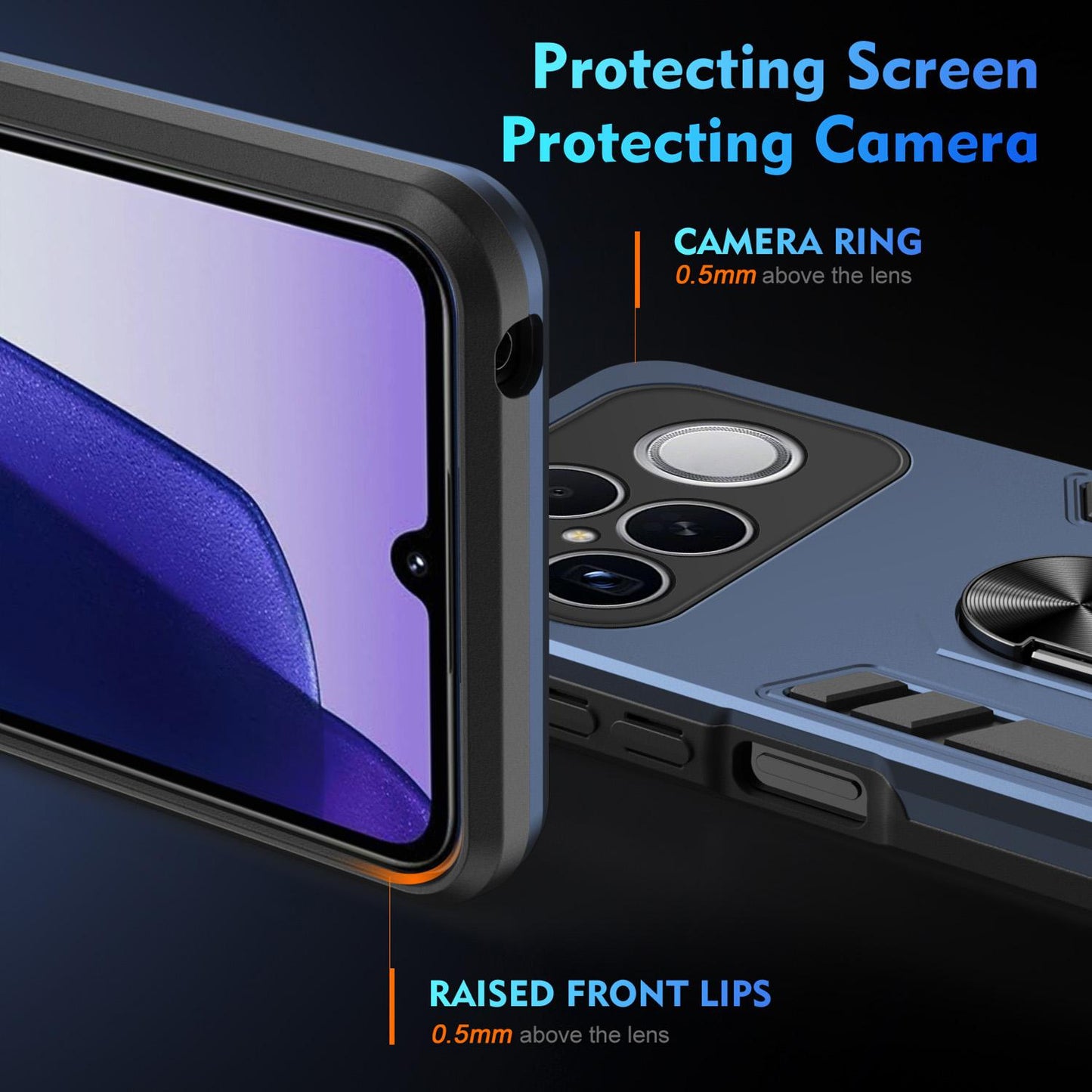 For Redmi K90 Pro Max / Poco F8 Ultra WANLONFENG Armor Kickstand Shockproof Phone Case with 2pcs Screen Films(Blue)