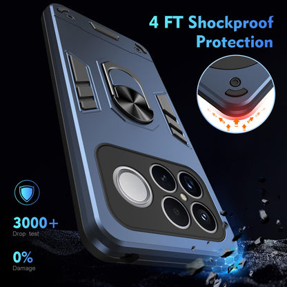 For Redmi K90 Pro Max / Poco F8 Ultra WANLONFENG Armor Kickstand Shockproof Phone Case with 2pcs Screen Films(Blue)