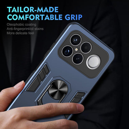 For Redmi K90 Pro Max / Poco F8 Ultra WANLONFENG Armor Kickstand Shockproof Phone Case with 2pcs Screen Films(Blue)