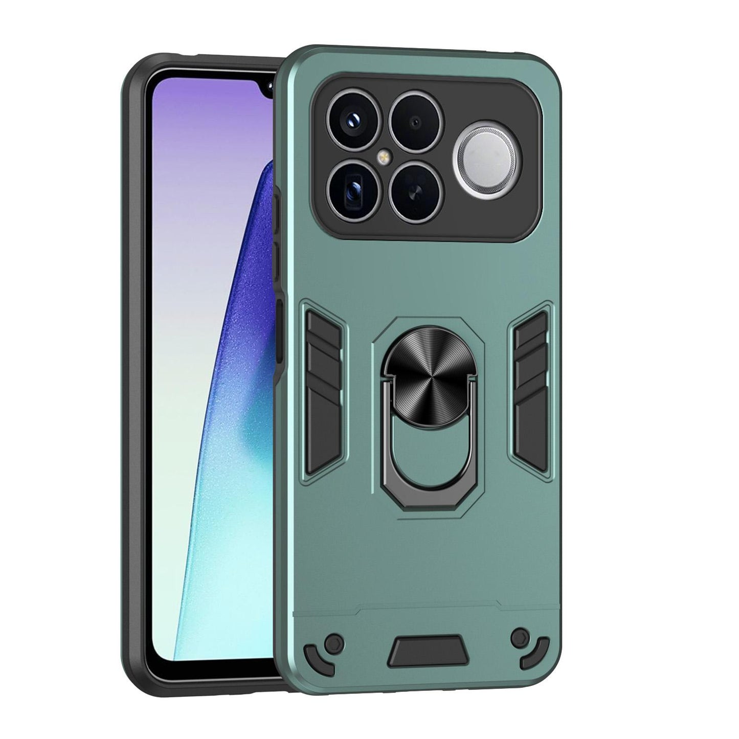 For Redmi K90 Pro Max / Poco F8 Ultra WANLONFENG Armor Kickstand Shockproof Phone Case with 2pcs Screen Films(Green)
