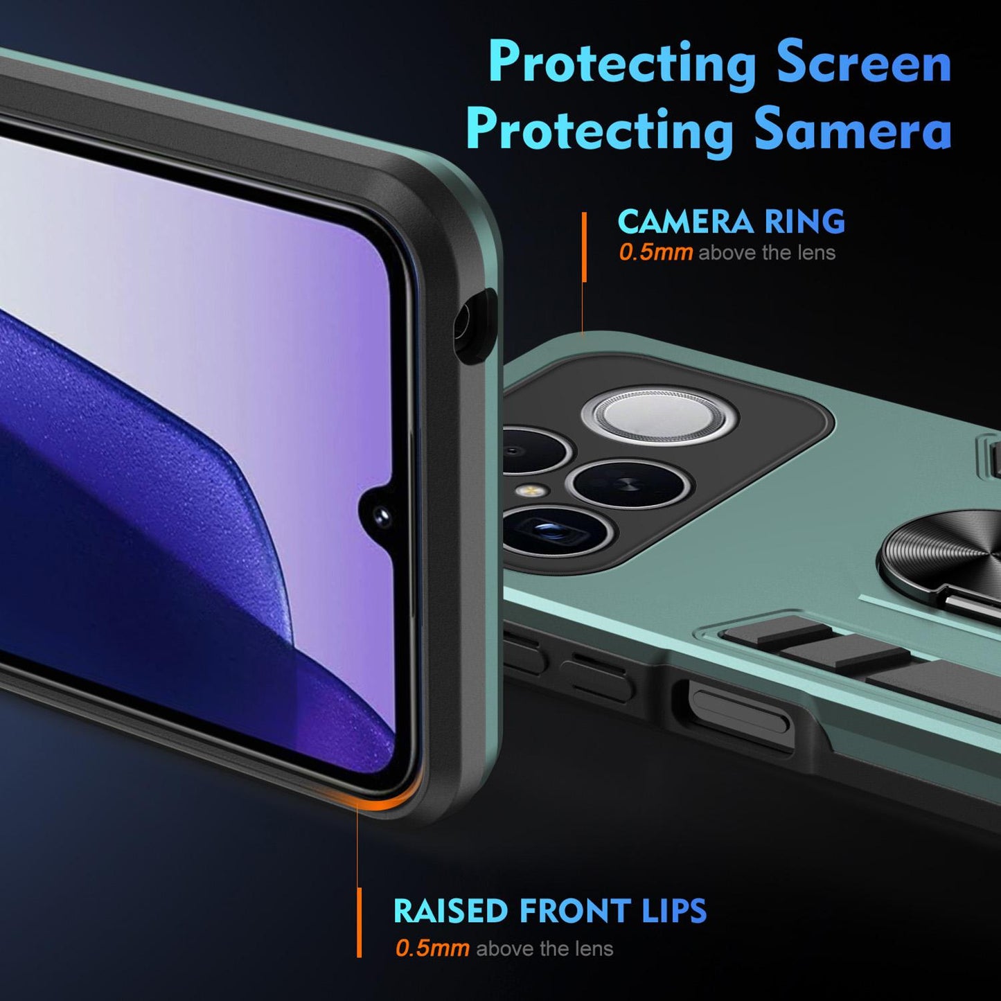 For Redmi K90 Pro Max / Poco F8 Ultra WANLONFENG Armor Kickstand Shockproof Phone Case with 2pcs Screen Films(Green)