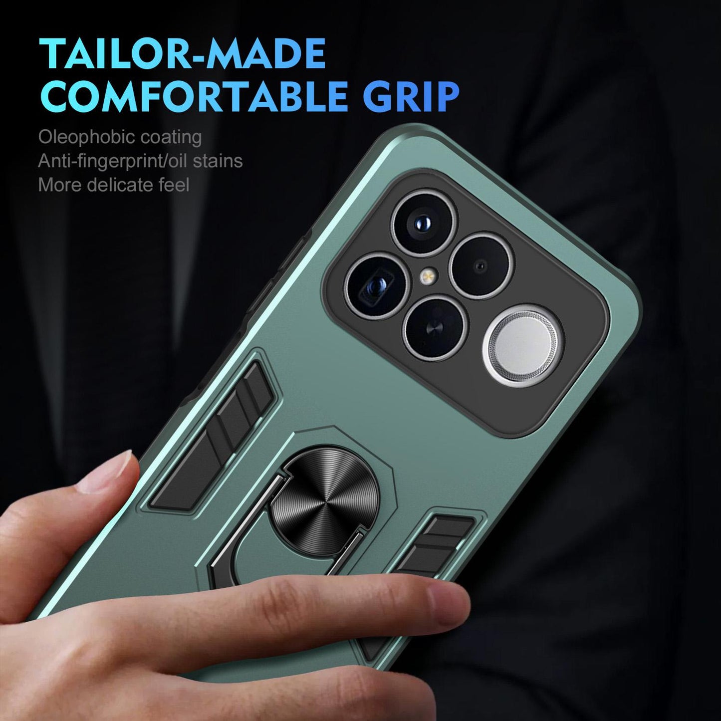 For Redmi K90 Pro Max / Poco F8 Ultra WANLONFENG Armor Kickstand Shockproof Phone Case with 2pcs Screen Films(Green)