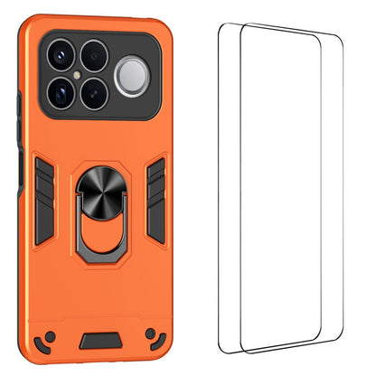 For Redmi K90 Pro Max / Poco F8 Ultra WANLONFENG Armor Kickstand Shockproof Phone Case with 2pcs Screen Films(Orange)