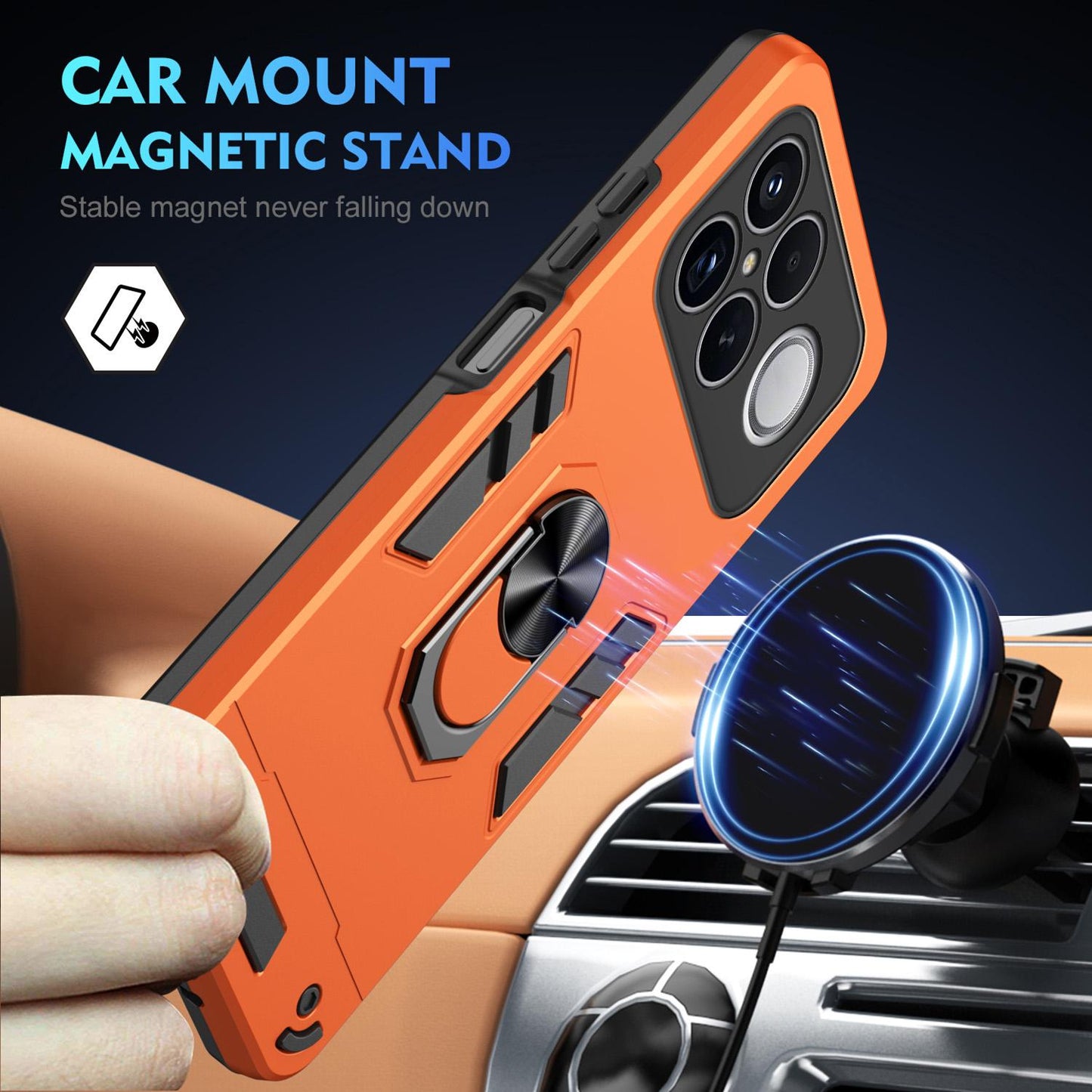For Redmi K90 Pro Max / Poco F8 Ultra WANLONFENG Armor Kickstand Shockproof Phone Case with 2pcs Screen Films(Orange)