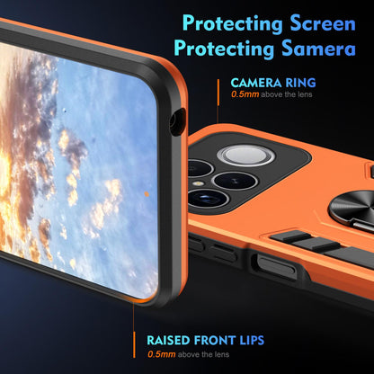 For Redmi K90 Pro Max / Poco F8 Ultra WANLONFENG Armor Kickstand Shockproof Phone Case with 2pcs Screen Films(Orange)