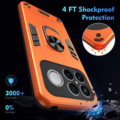 For Redmi K90 Pro Max / Poco F8 Ultra WANLONFENG Armor Kickstand Shockproof Phone Case with 2pcs Screen Films(Orange)