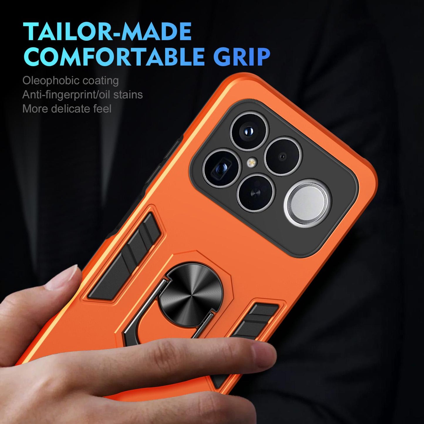 For Redmi K90 Pro Max / Poco F8 Ultra WANLONFENG Armor Kickstand Shockproof Phone Case with 2pcs Screen Films(Orange)