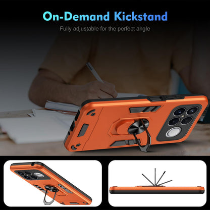 For Redmi K90 Pro Max / Poco F8 Ultra WANLONFENG Armor Kickstand Shockproof Phone Case with 2pcs Screen Films(Orange)