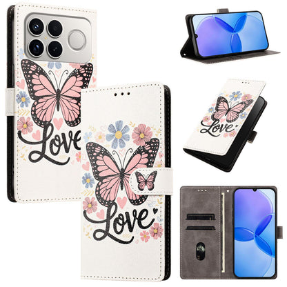 For Redmi K90 Pro Max / Poco F8 Ultra 5G CH002 Colored Drawing Buckle Clasp Vegan Leather Phone Case(Pink Butterflies)
