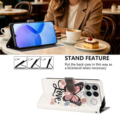 For Redmi K90 Pro Max / Poco F8 Ultra 5G CH002 Colored Drawing Buckle Clasp Vegan Leather Phone Case(Pink Butterflies)