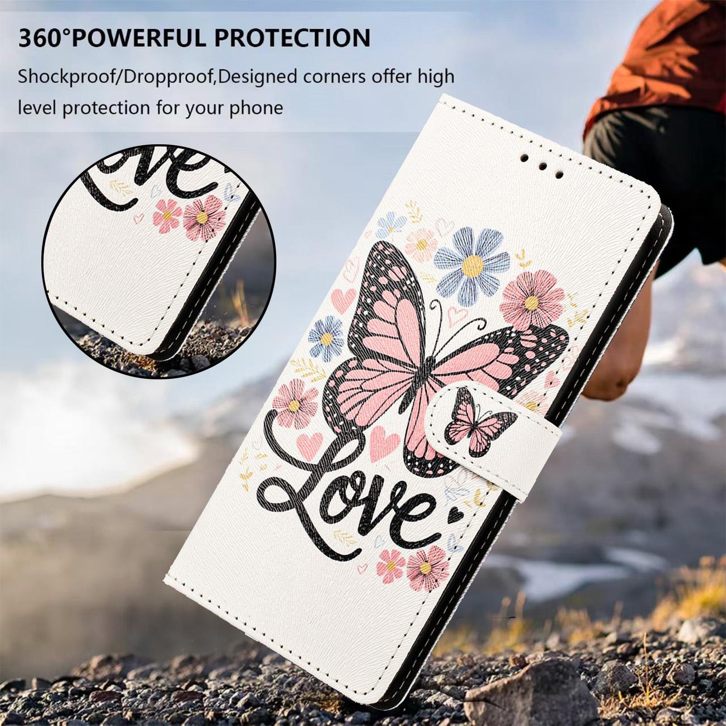 For Redmi K90 Pro Max / Poco F8 Ultra 5G CH002 Colored Drawing Buckle Clasp Vegan Leather Phone Case(Pink Butterflies)