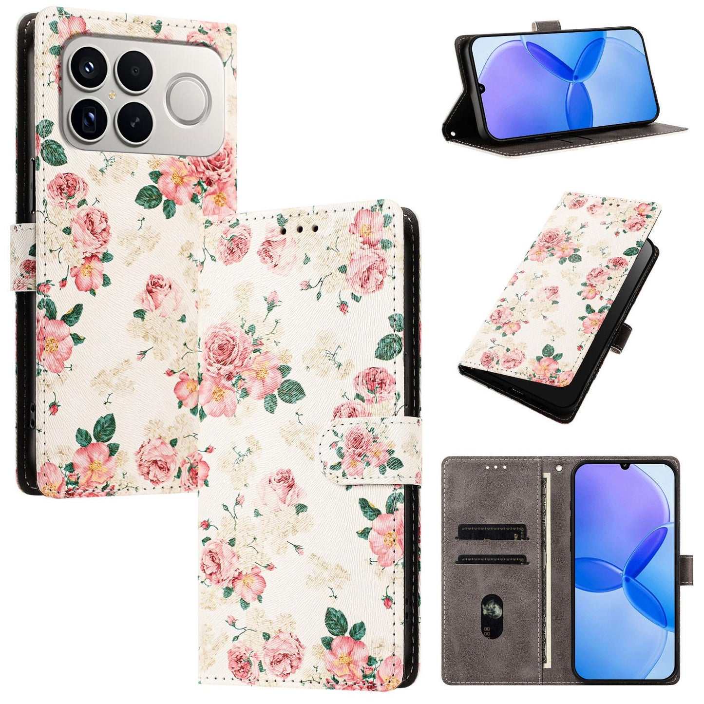 For Redmi K90 Pro Max / Poco F8 Ultra 5G CH002 Colored Drawing Buckle Clasp Vegan Leather Phone Case(Roses)