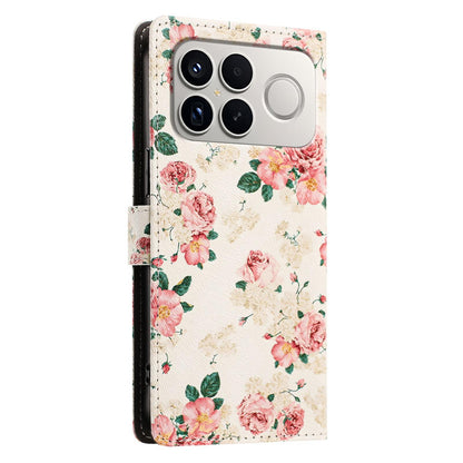 For Redmi K90 Pro Max / Poco F8 Ultra 5G CH002 Colored Drawing Buckle Clasp Vegan Leather Phone Case(Roses)