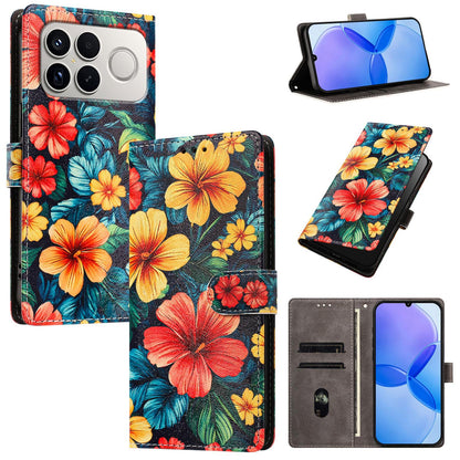 For Redmi K90 Pro Max / Poco F8 Ultra 5G CH002 Colored Drawing Buckle Clasp Vegan Leather Phone Case(Hibiscus)