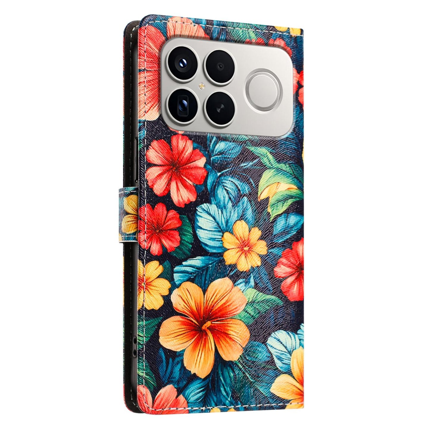 For Redmi K90 Pro Max / Poco F8 Ultra 5G CH002 Colored Drawing Buckle Clasp Vegan Leather Phone Case(Hibiscus)