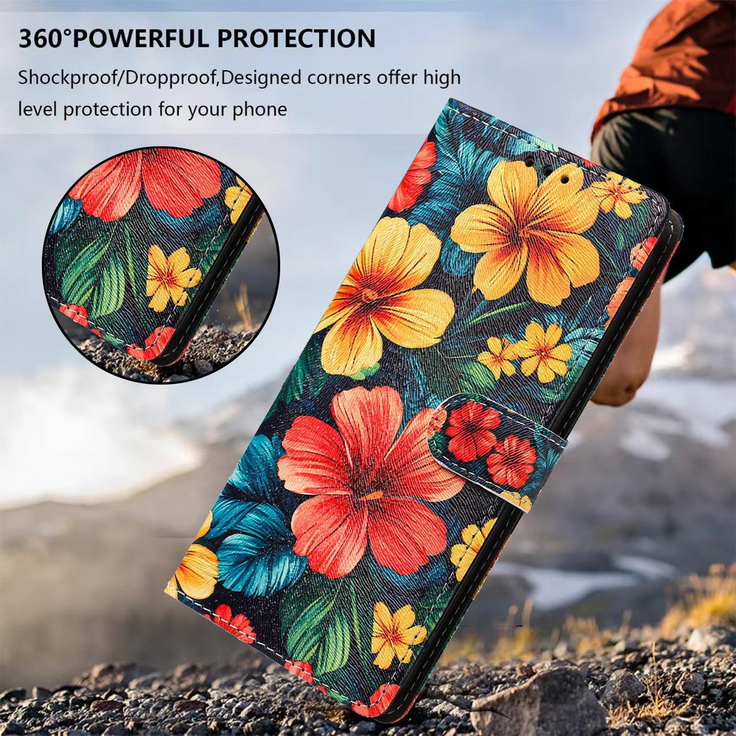 For Redmi K90 Pro Max / Poco F8 Ultra 5G CH002 Colored Drawing Buckle Clasp Vegan Leather Phone Case(Hibiscus)