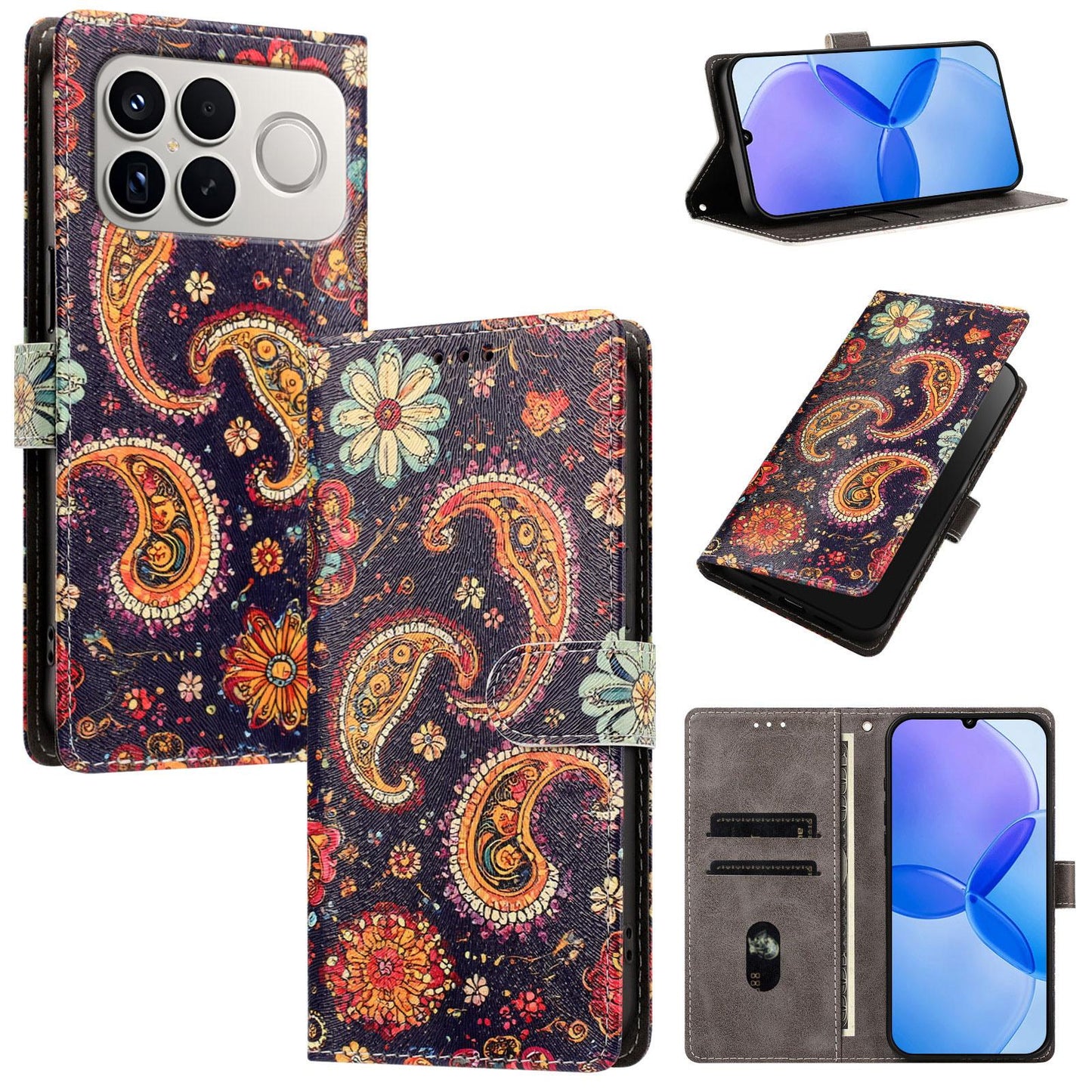For Redmi K90 Pro Max / Poco F8 Ultra 5G CH002 Colored Drawing Buckle Clasp Vegan Leather Phone Case(Paisley Pattern)