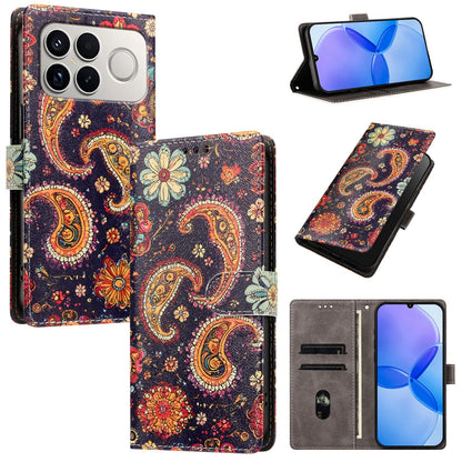 For Redmi K90 Pro Max / Poco F8 Ultra 5G CH002 Colored Drawing Buckle Clasp Vegan Leather Phone Case(Paisley Pattern)