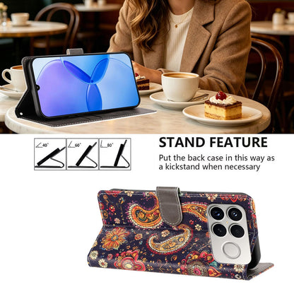 For Redmi K90 Pro Max / Poco F8 Ultra 5G CH002 Colored Drawing Buckle Clasp Vegan Leather Phone Case(Paisley Pattern)