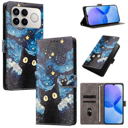 For Redmi K90 Pro Max / Poco F8 Ultra 5G CH002 Colored Drawing Buckle Clasp Vegan Leather Phone Case(Star Cat)