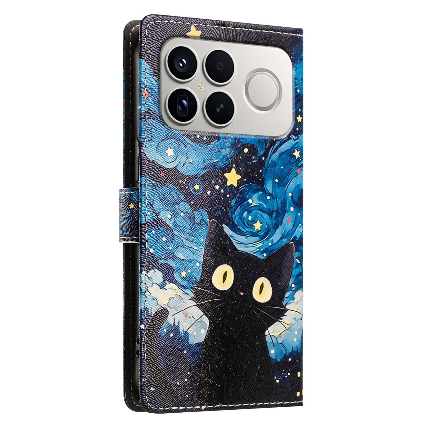 For Redmi K90 Pro Max / Poco F8 Ultra 5G CH002 Colored Drawing Buckle Clasp Vegan Leather Phone Case(Star Cat)