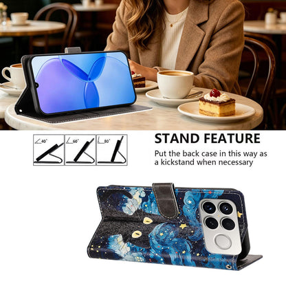 For Redmi K90 Pro Max / Poco F8 Ultra 5G CH002 Colored Drawing Buckle Clasp Vegan Leather Phone Case(Star Cat)