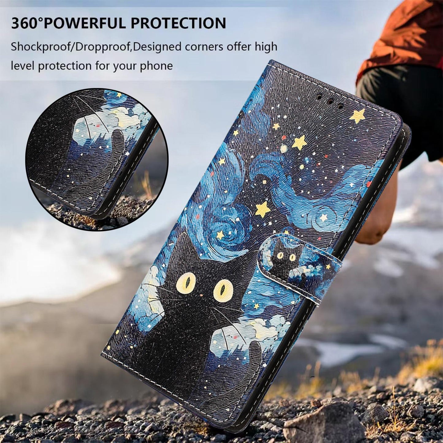 For Redmi K90 Pro Max / Poco F8 Ultra 5G CH002 Colored Drawing Buckle Clasp Vegan Leather Phone Case(Star Cat)