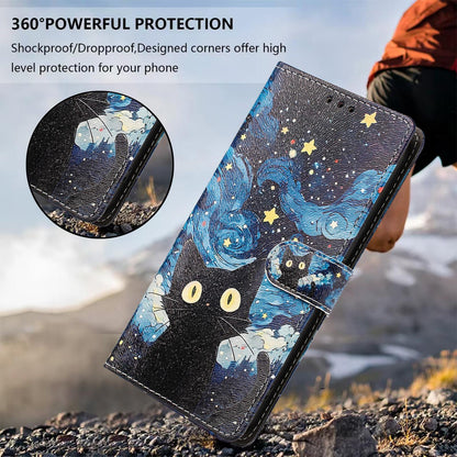 For Redmi K90 Pro Max / Poco F8 Ultra 5G CH002 Colored Drawing Buckle Clasp Vegan Leather Phone Case(Star Cat)