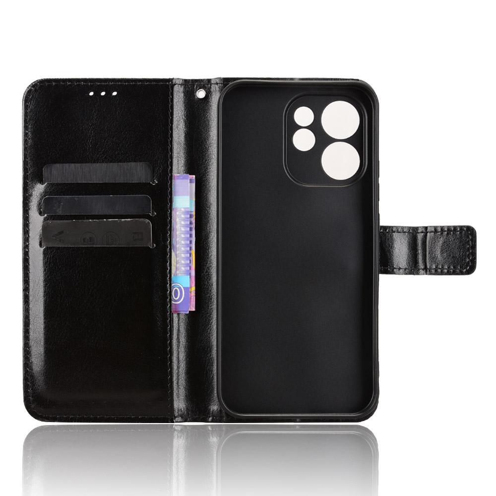 For OPPO Reno15 A / Reno15 F 5G Retro Crazy Horse Texture Vegan Leather Phone Case - Black - EDA009637104A