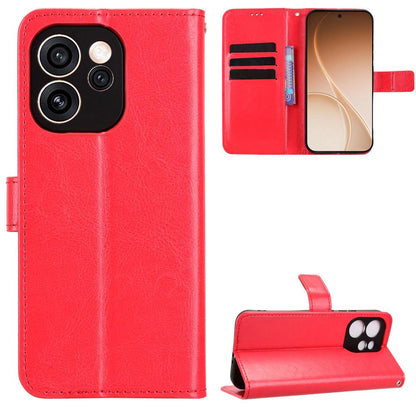 For OPPO Reno15 A / Reno15 F 5G Retro Crazy Horse Texture Vegan Leather Phone Case - Red - EDA009637104B
