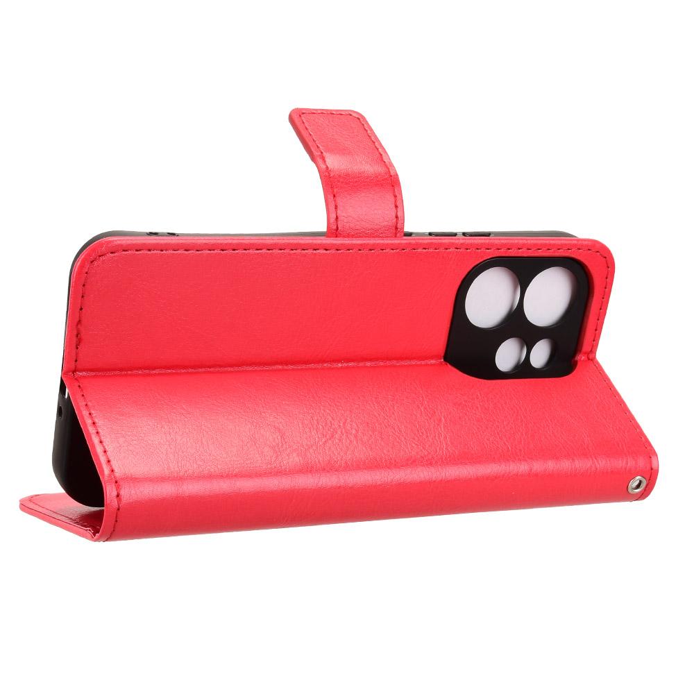 For OPPO Reno15 A / Reno15 F 5G Retro Crazy Horse Texture Vegan Leather Phone Case - Red - EDA009637104B