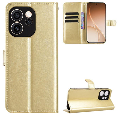 For OPPO Reno15 A / Reno15 F 5G Retro Crazy Horse Texture Vegan Leather Phone Case - Gold - EDA009637104C
