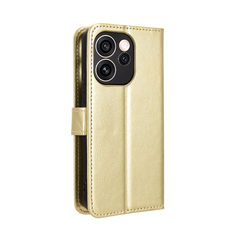 For OPPO Reno15 A / Reno15 F 5G Retro Crazy Horse Texture Vegan Leather Phone Case - Gold - EDA009637104C