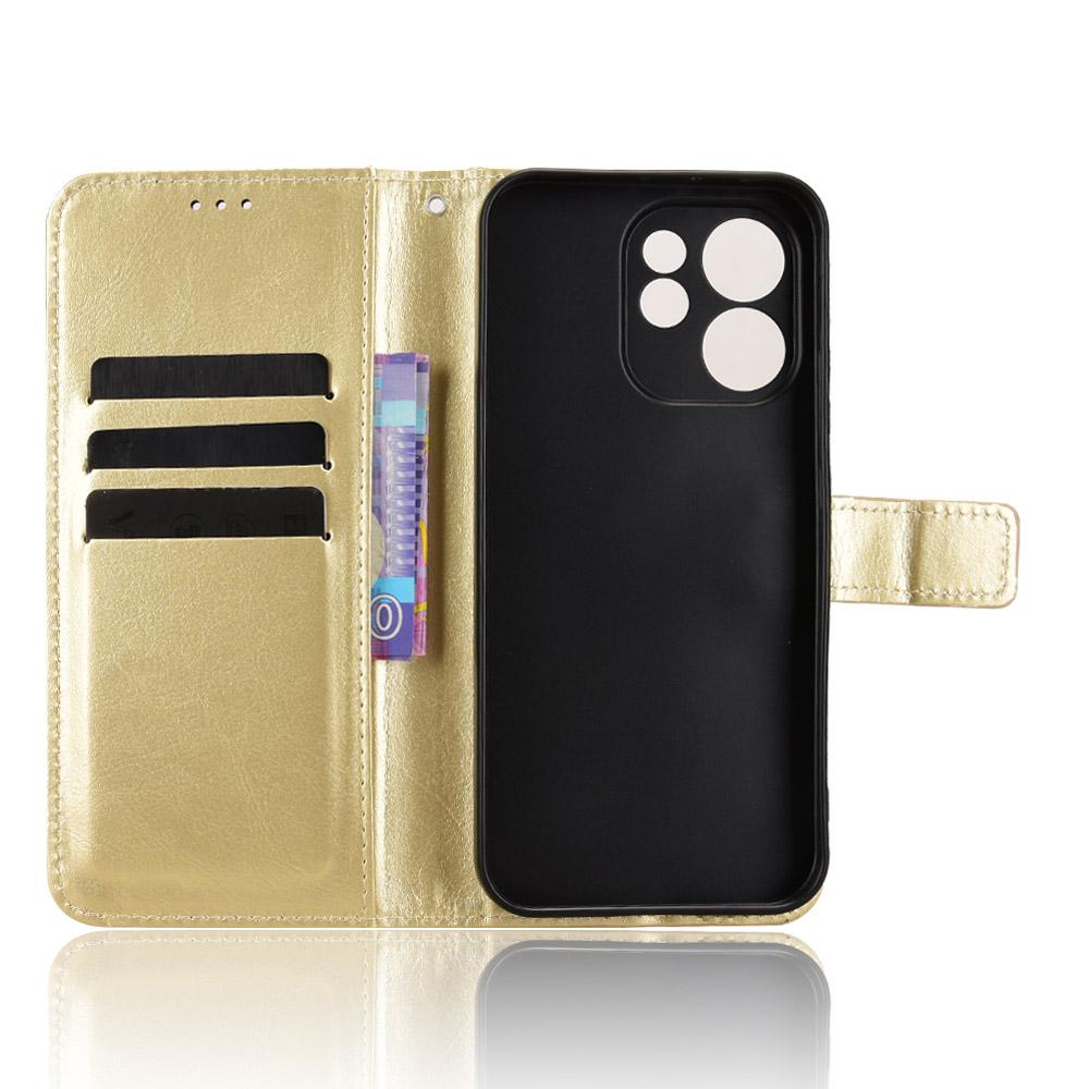 For OPPO Reno15 A / Reno15 F 5G Retro Crazy Horse Texture Vegan Leather Phone Case - Gold - EDA009637104C