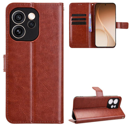 For OPPO Reno15 A / Reno15 F 5G Retro Crazy Horse Texture Vegan Leather Phone Case - Brown - EDA009637104D