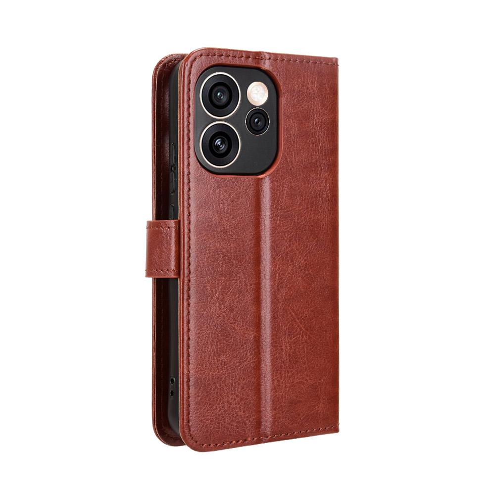 For OPPO Reno15 A / Reno15 F 5G Retro Crazy Horse Texture Vegan Leather Phone Case - Brown - EDA009637104D