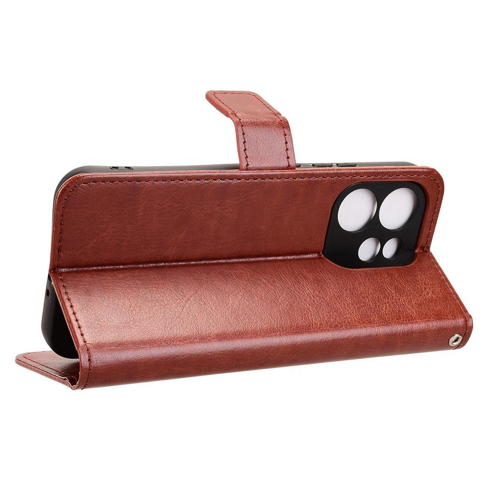 For OPPO Reno15 A / Reno15 F 5G Retro Crazy Horse Texture Vegan Leather Phone Case - Brown - EDA009637104D