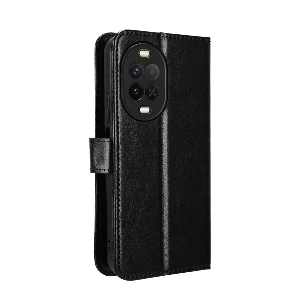 For Huawei nova 16z 5G Retro Crazy Horse Texture Vegan Leather Phone Case - Black - EDA009637504A
