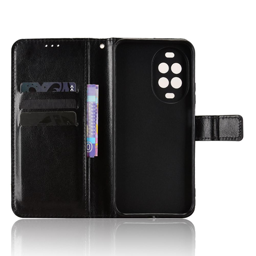 For Huawei nova 16z 5G Retro Crazy Horse Texture Vegan Leather Phone Case - Black - EDA009637504A