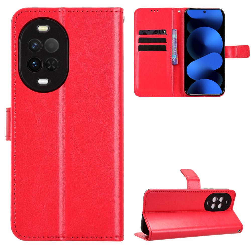 For Huawei nova 16z 5G Retro Crazy Horse Texture Vegan Leather Phone Case - Red - EDA009637504B