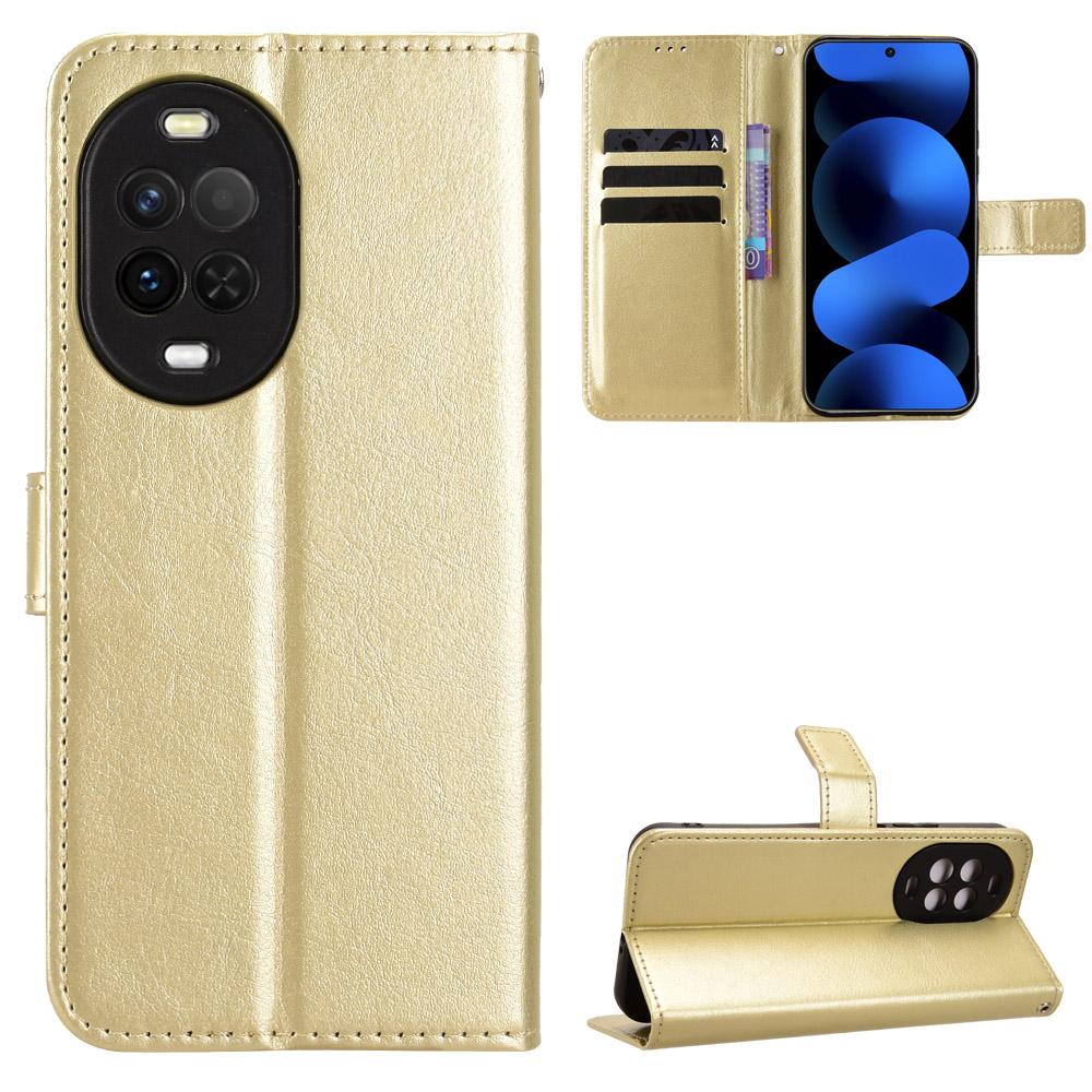 For Huawei nova 16z 5G Retro Crazy Horse Texture Vegan Leather Phone Case - Gold - EDA009637504C