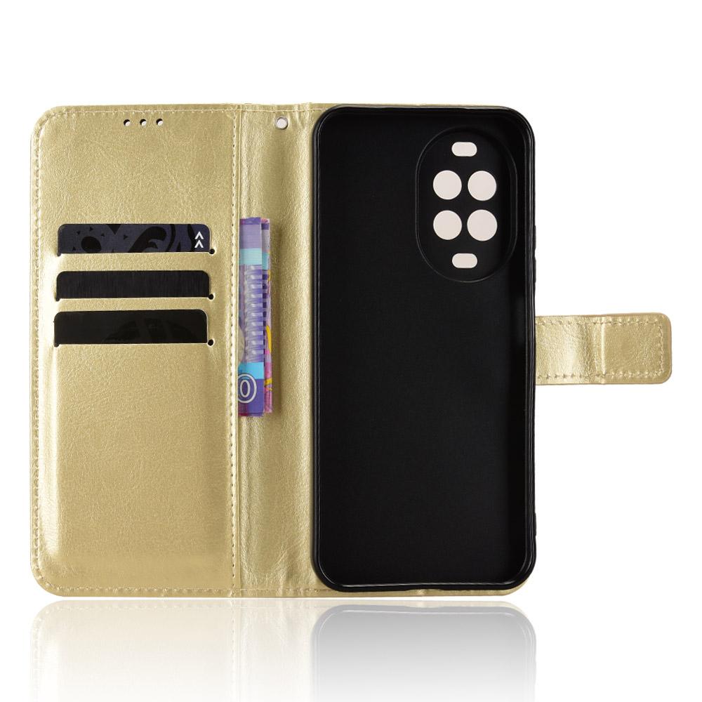 For Huawei nova 16z 5G Retro Crazy Horse Texture Vegan Leather Phone Case - Gold - EDA009637504C