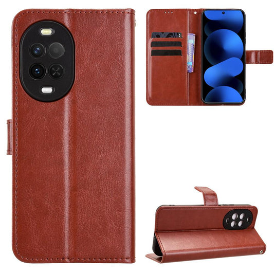 For Huawei nova 16z 5G Retro Crazy Horse Texture Vegan Leather Phone Case - Brown - EDA009637504D