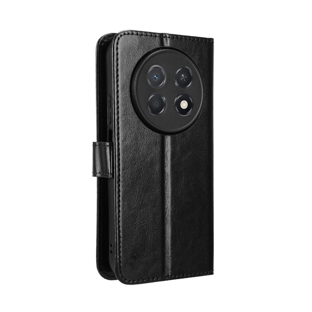 For Huawei Enjoy 90 Pro Max 5G / nova 15 Max Retro Crazy Horse Texture Vegan Leather Phone Case - Black - EDA009637505A
