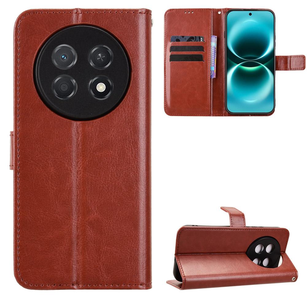 For Huawei Enjoy 90 Pro Max 5G / nova 15 Max Retro Crazy Horse Texture Vegan Leather Phone Case - Brown - EDA009637505D