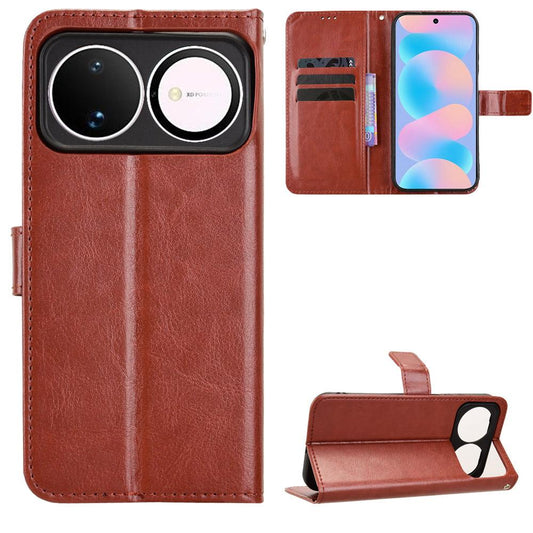 For Huawei nova 16 5G Retro Crazy Horse Texture Vegan Leather Phone Case - Brown - EDA009637506D