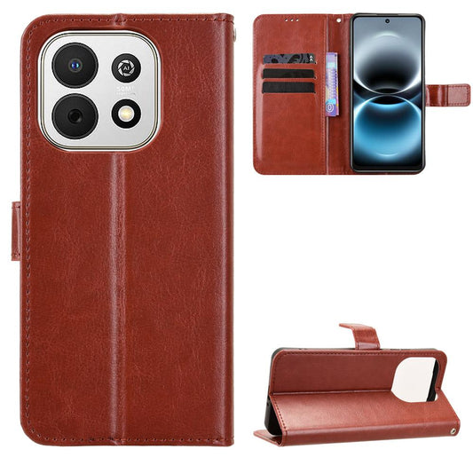 For Huawei nova Y74 4G / Enjoy 90 Plus 5G Retro Crazy Horse Texture Vegan Leather Phone Case - Brown - EDA009637508D