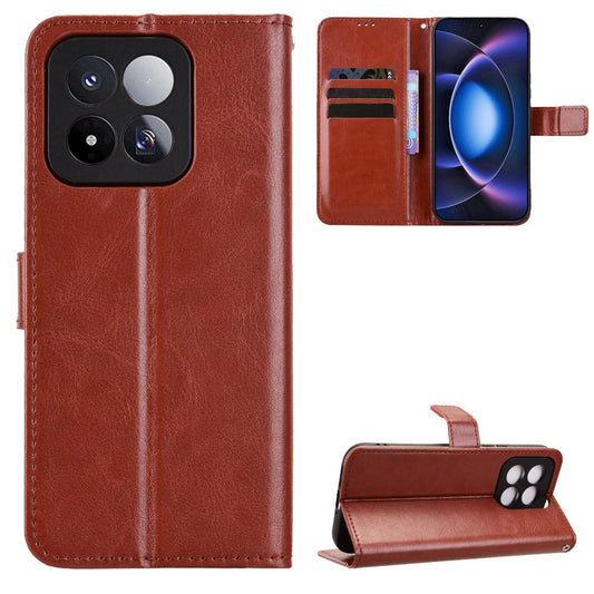 For Xiaomi 17 Max 5G Retro Crazy Horse Texture Vegan Leather Phone Case - Brown - EDA009638102D